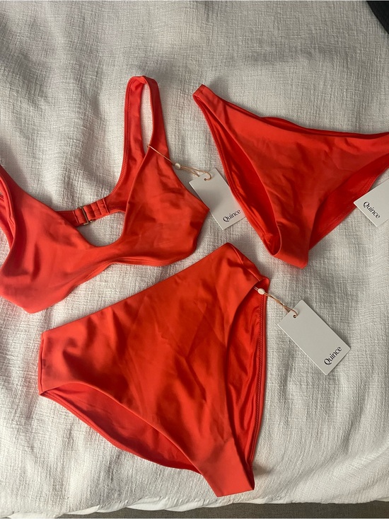Quince Other - NWT Quince Italian Swim Bundle - Plunge Top & 2 Bottoms (Sunset Orange)